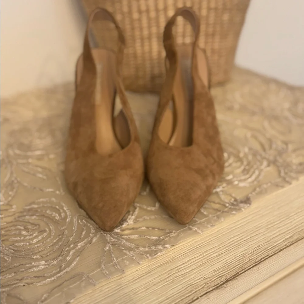 Mango Taupe women’s Suede Slingback stiletto